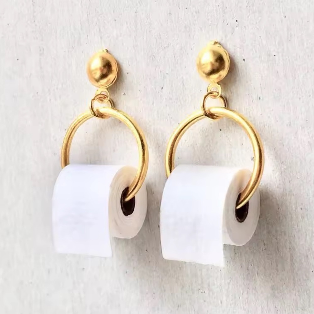 Toilet Paper Roll Gold Earrings
